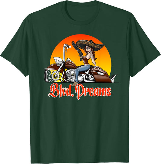 Lowrider Motorcycle Blvd. Dreams T-Shirt - T-Shirt | Forest