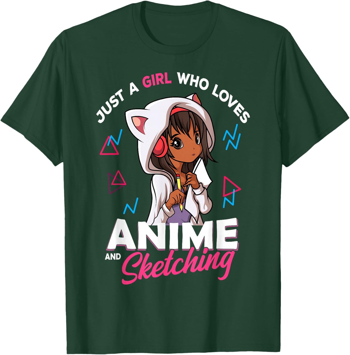 Just A Girl Who Loves Anime and Sketching Anime Merch Stuff T-Shirt - T-Shirt | Forest
