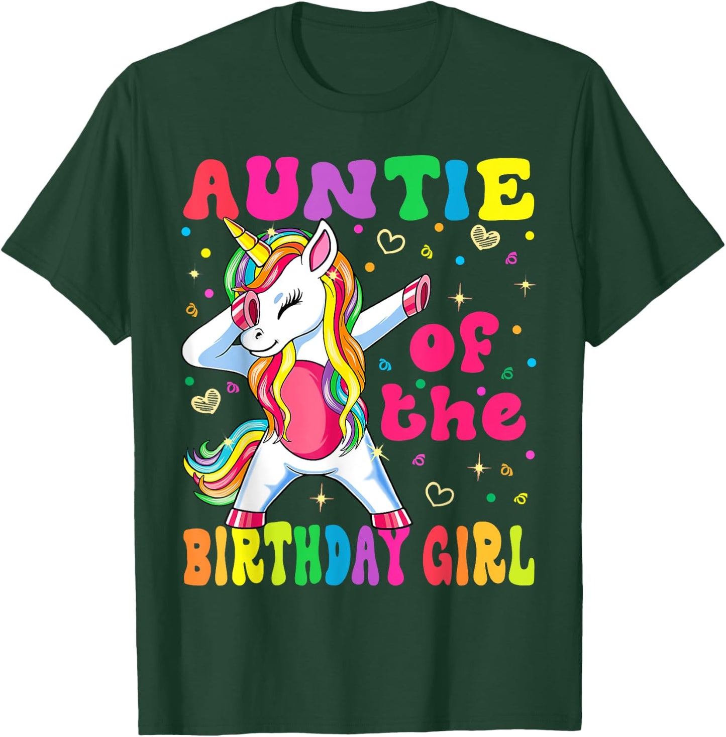 Auntie of the Birthday Princess Girl Dabbing Unicorn T-Shirt - T-Shirt | Forest