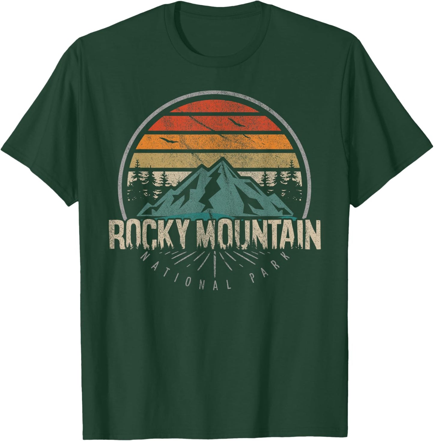 US Rocky Mountain National Park Shirts & More Retro Rocky Mountain - Men's Black Short Sleeve Small T-Shirt - T-Shirt | Forest