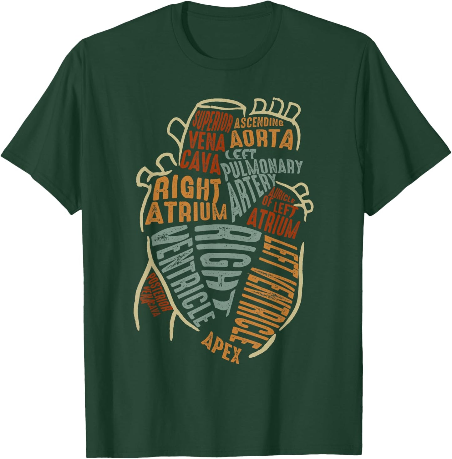 Parts Of Heart Cardiology Men Women Anatomical Cardiac T-Shirt - T-Shirt | Forest