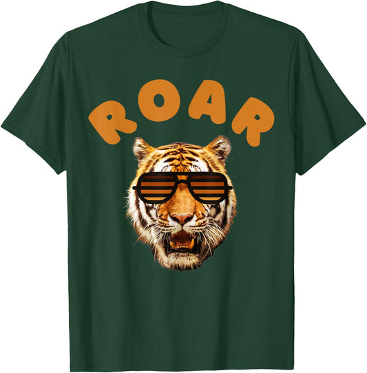 Roar Cute Childrens, Kids, Boys Roaring Real Tiger Face T-Shirt - T-Shirt | Forest