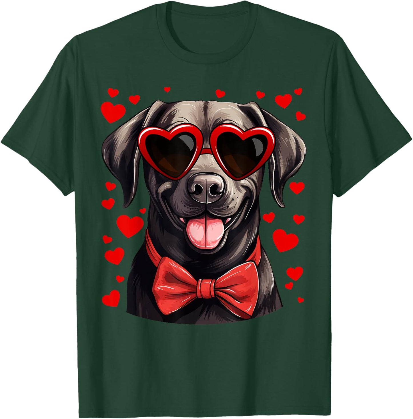 Black Labrador Retriever Dog Hearts Valentine's Day T-Shirt - T-Shirt | Forest