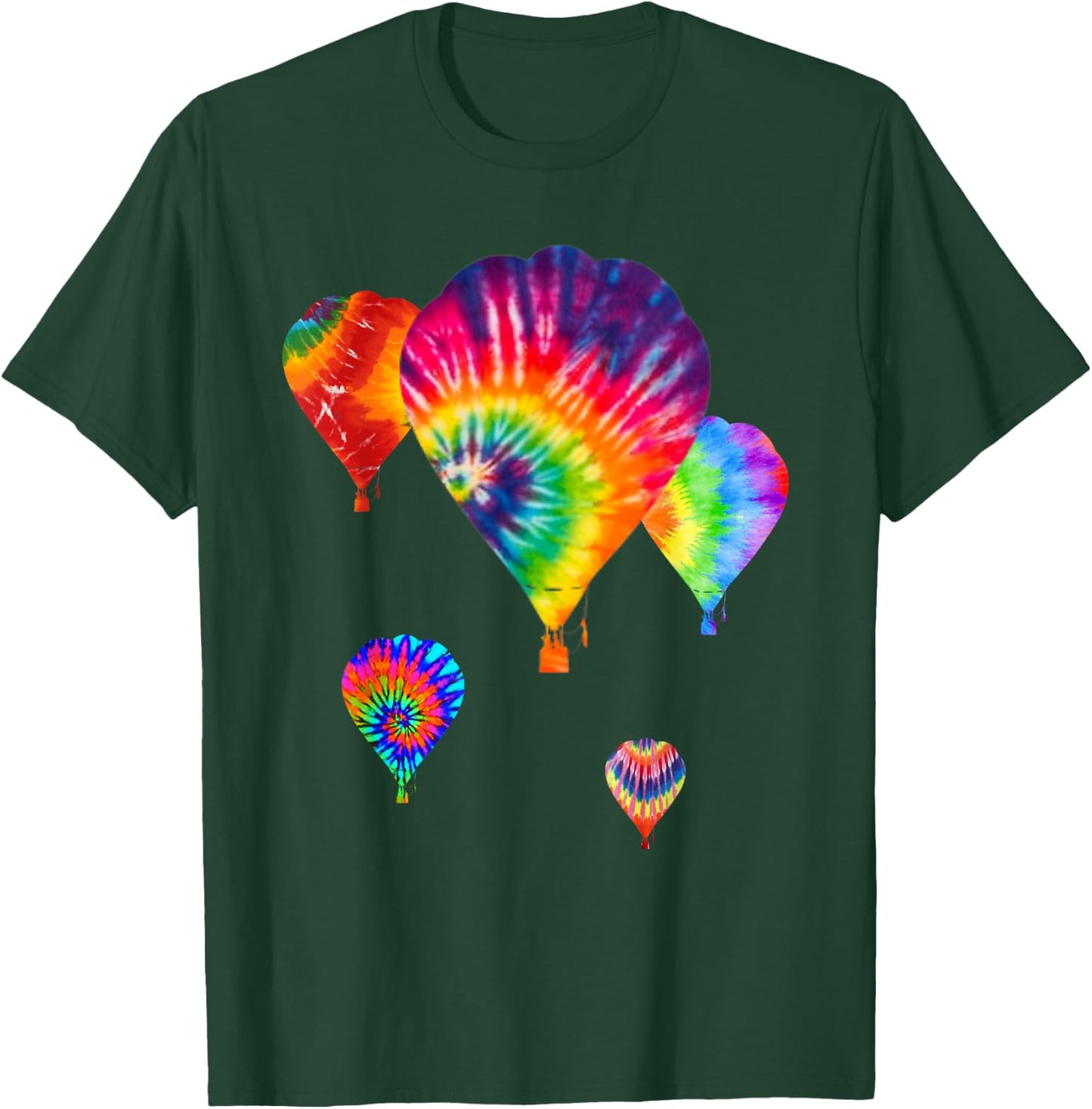 Love Hot Air Balloon, Tiedye Ballooning Hobby Wear Dark T-Shirt - T-Shirt | Forest