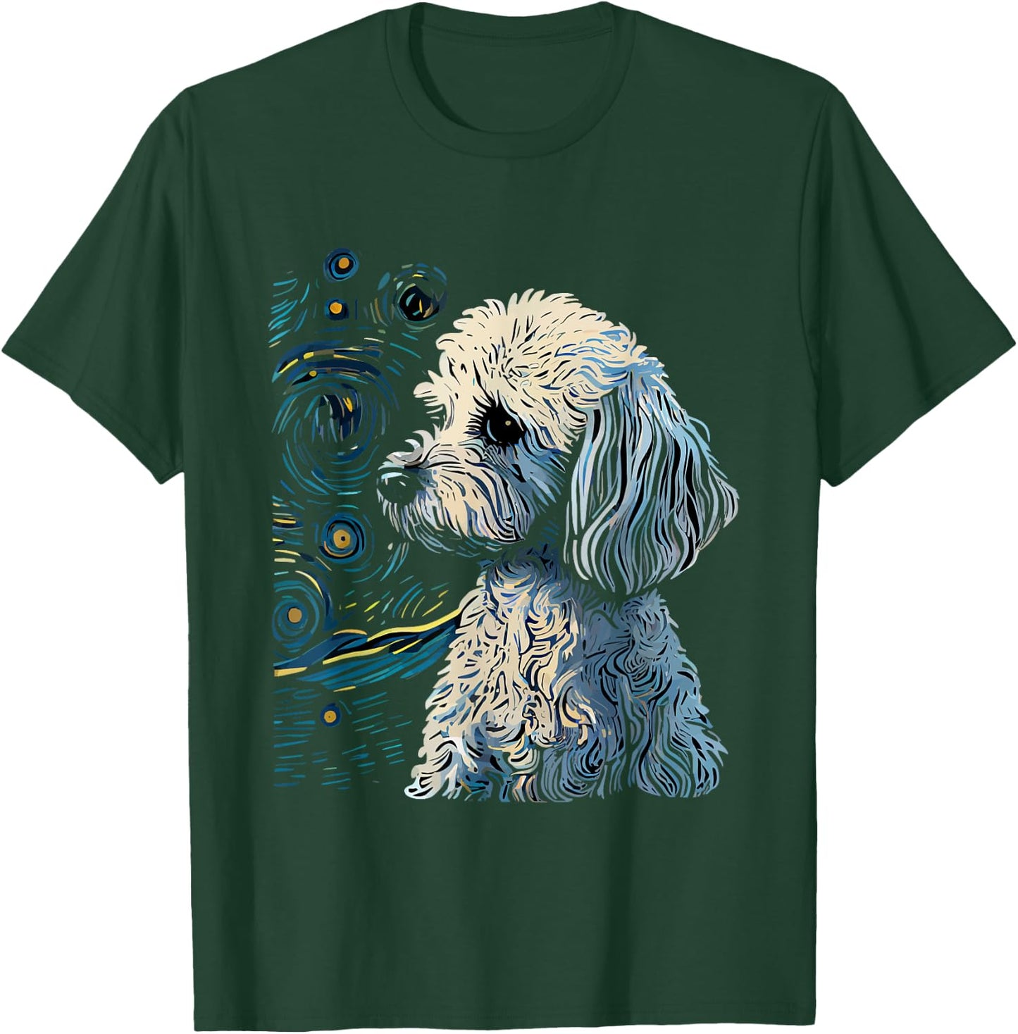 Maltipoo Starry Night Van Gogh Maltipoo Mom Dad Owner T-Shirt - T-Shirt | Forest