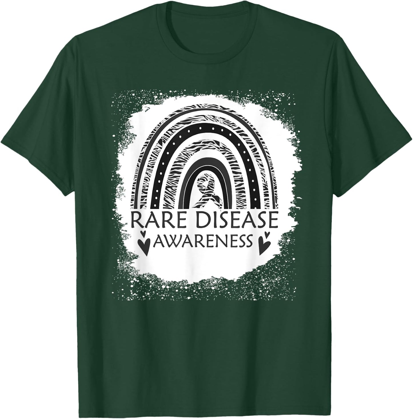 Rare Disease Awareness Bleached Rainbow Zebra Ribbon Men T-Shirt - T-Shirt | Forest
