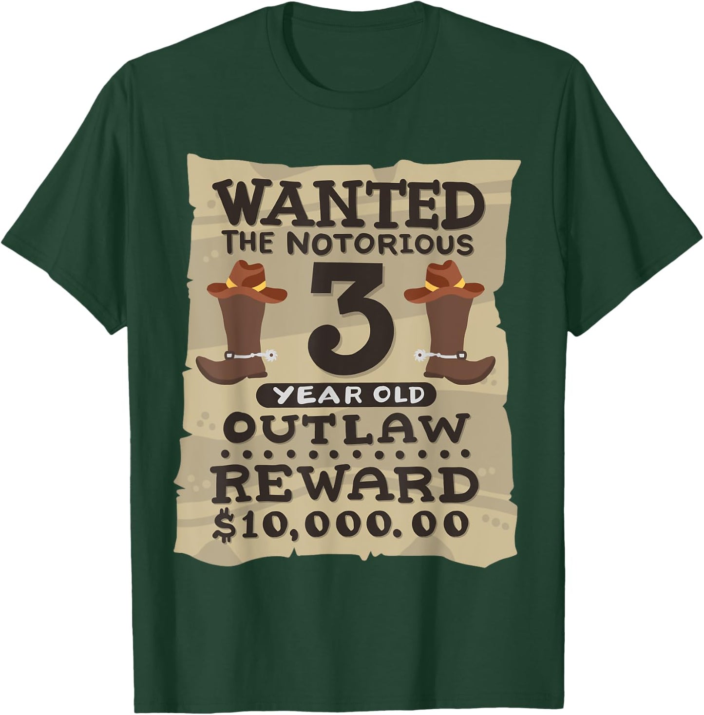 3 Year Old Cowboy 3rd Birthday Party Wild West Western Kids T-Shirt - T-Shirt | Forest