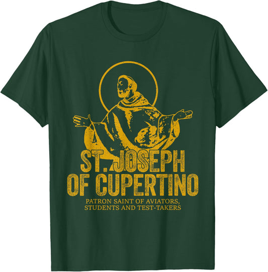 Catholicism Gold St. Joseph Of Cupertino Christian Saint T-Shirt - T-Shirt | Forest