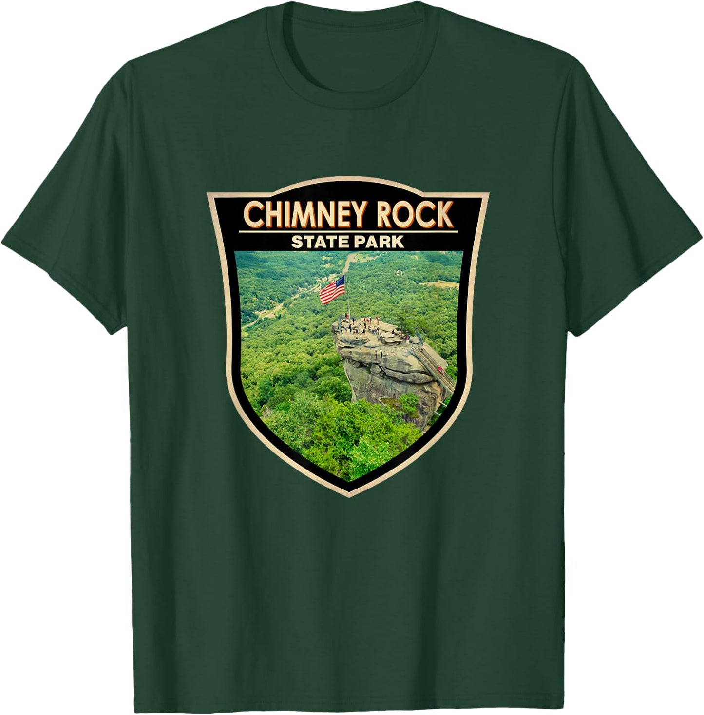 Chimney Rock State Park North Carolina Badge Vintage T-Shirt - T-Shirt | Forest