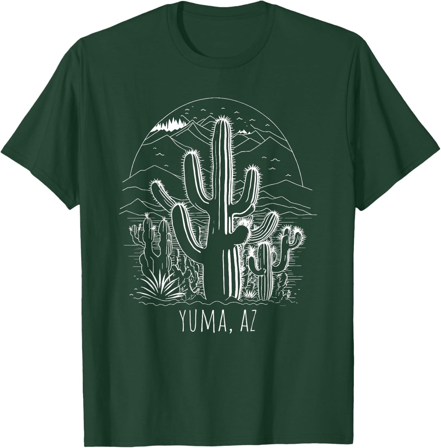 Yuma, AZ, USA Cactus Desert Scene Design T-Shirt - T-Shirt | Forest
