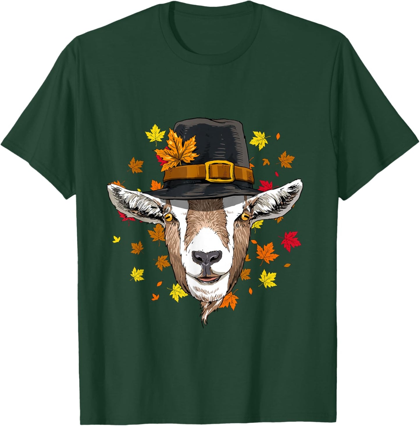 Thanksgiving Goat Pilgrim Turkey Day Autumn Fall Goat Lover T-Shirt - T-Shirt | Forest