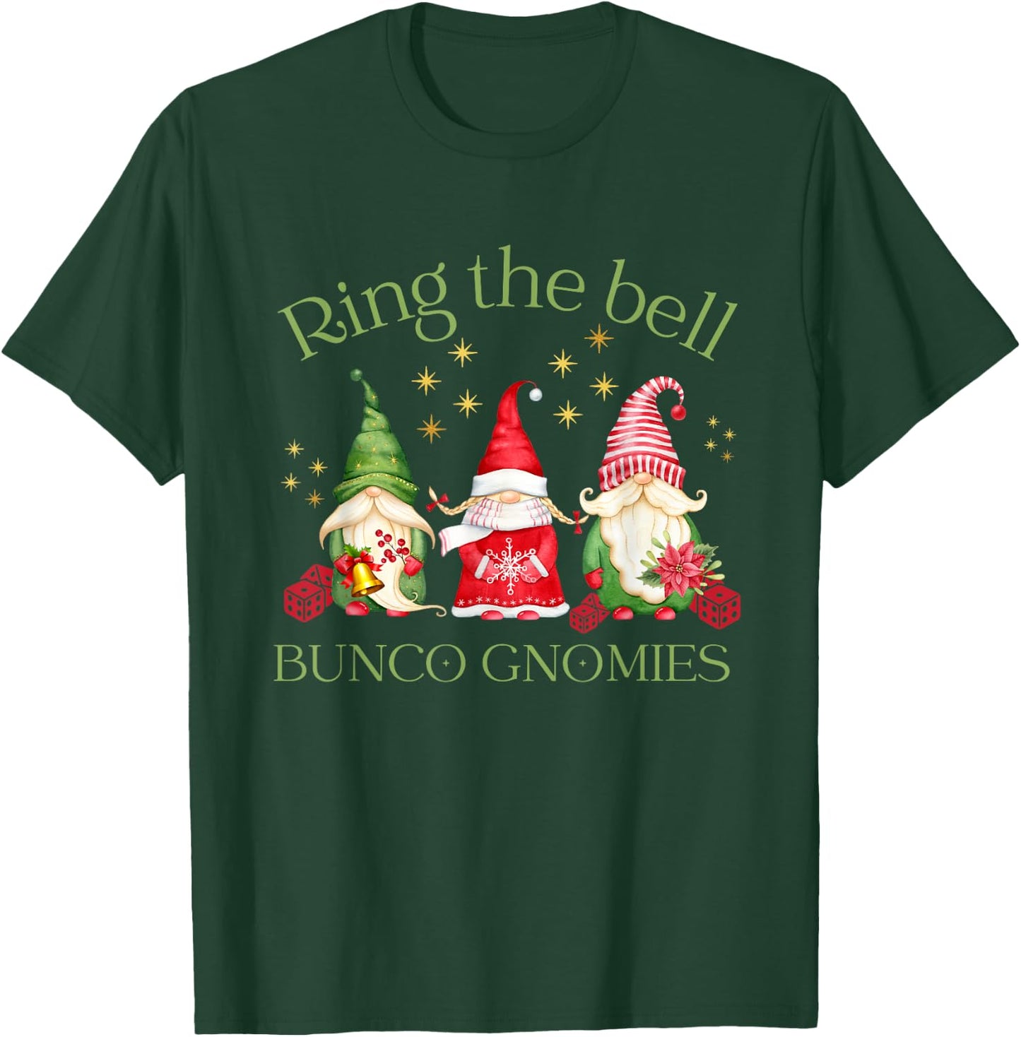 Ring the Bell Bunco Gnomies Bunco Christmas Gnomes T-Shirt - T-Shirt | Forest