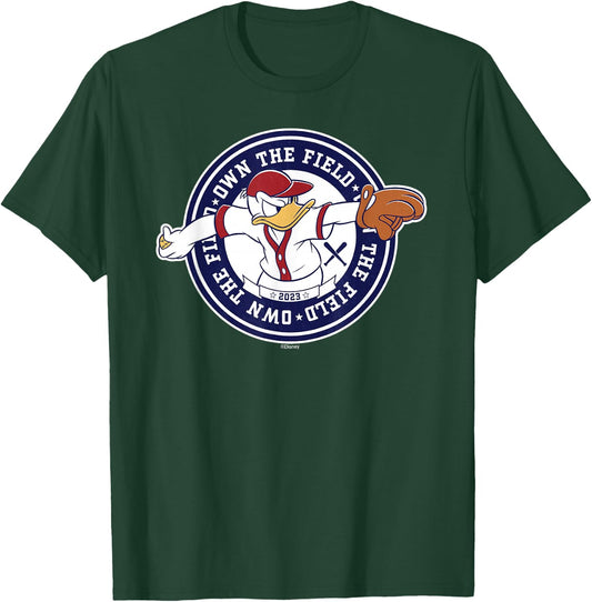 Disney Donald Duck Baseball Pitcher Own the Field Sports '23 T-Shirt - T-Shirt | Forest