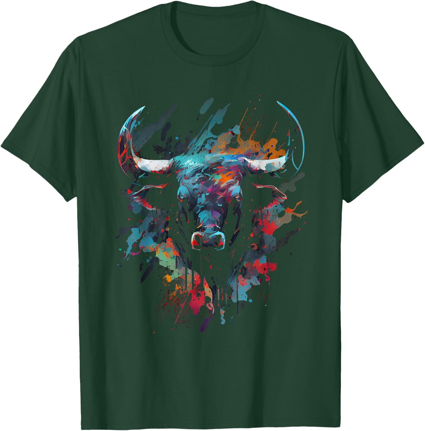 Bull Colorful Bull Riding Meat Favorite Animal Bull Fan T-Shirt - T-Shirt | Forest