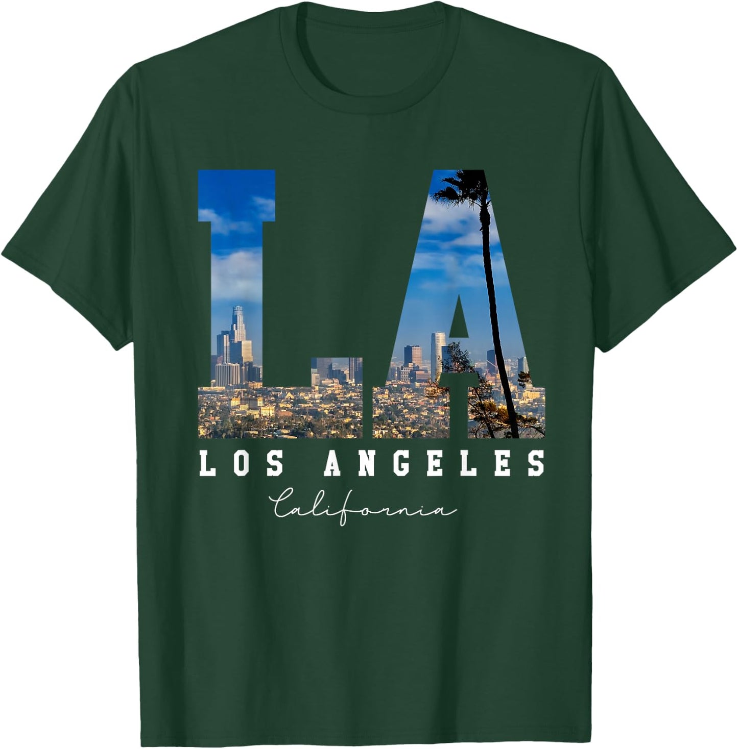 Los-Angeles California LA Skyline Pride-Black White T-Shirt - T-Shirt | Forest