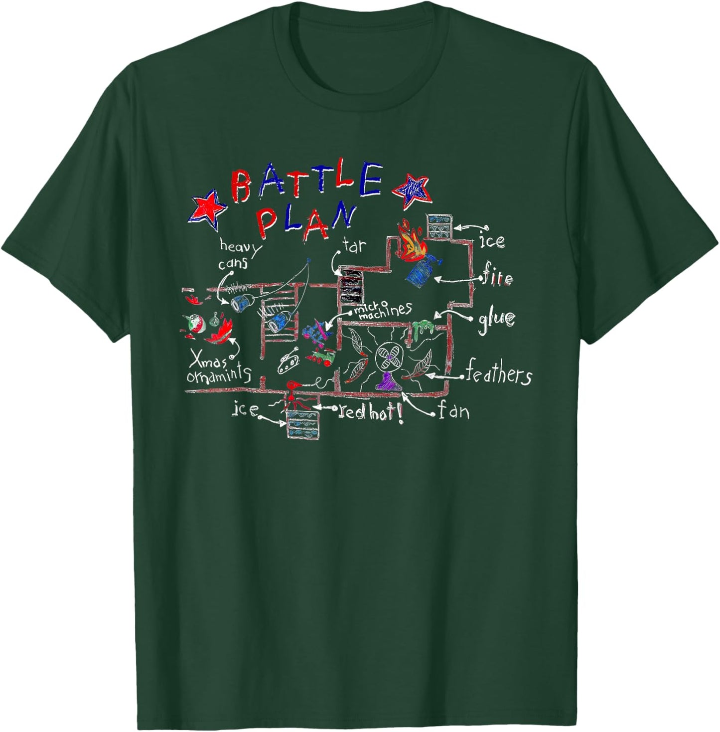 Funny Battle Plan Christmas Home Kids Hand Dawn Alone Xmas T-Shirt - T-Shirt | Forest