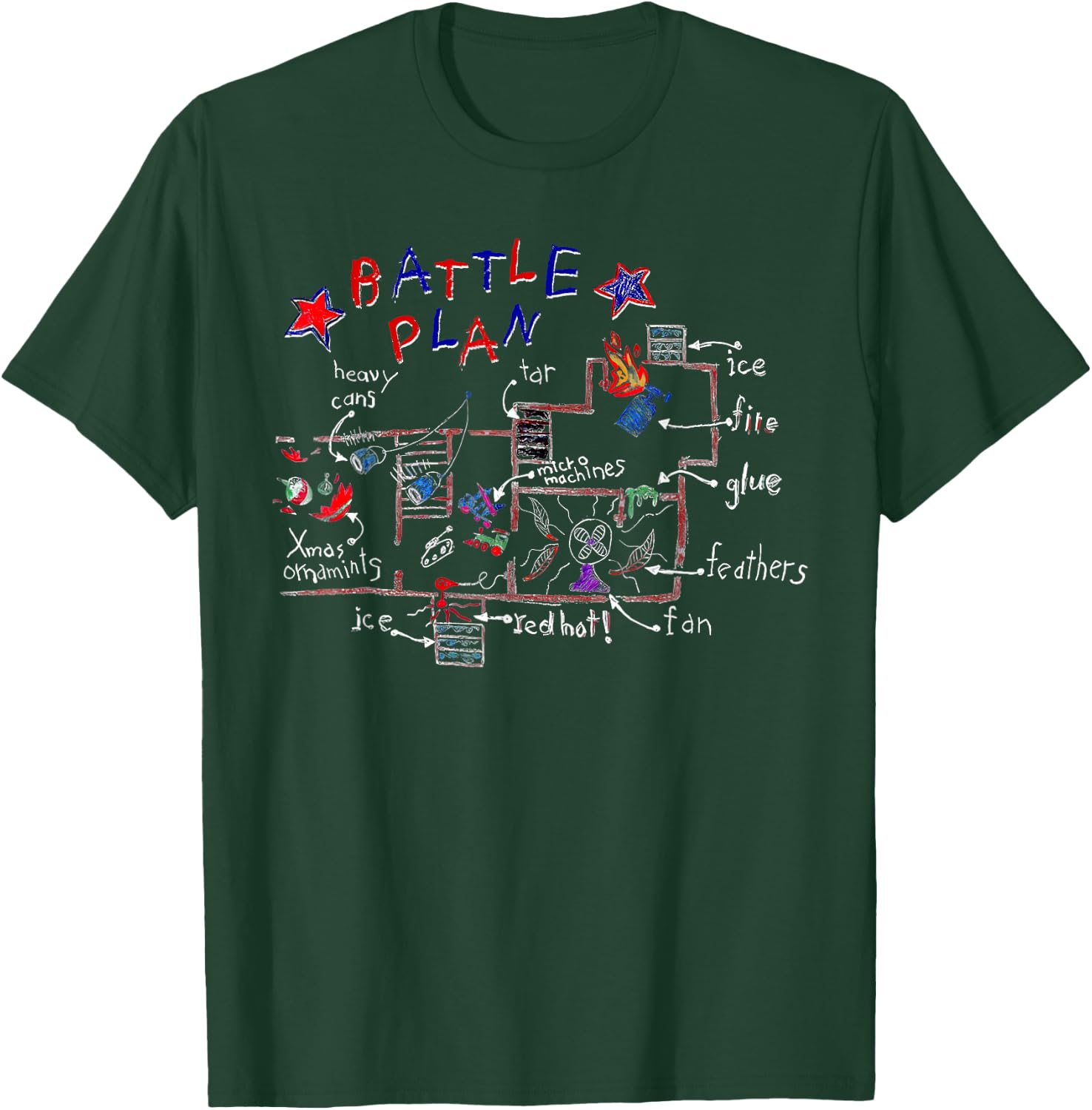 Funny Battle Plan Christmas Home Kids Hand Dawn Alone Xmas T-Shirt - T-Shirt | Forest