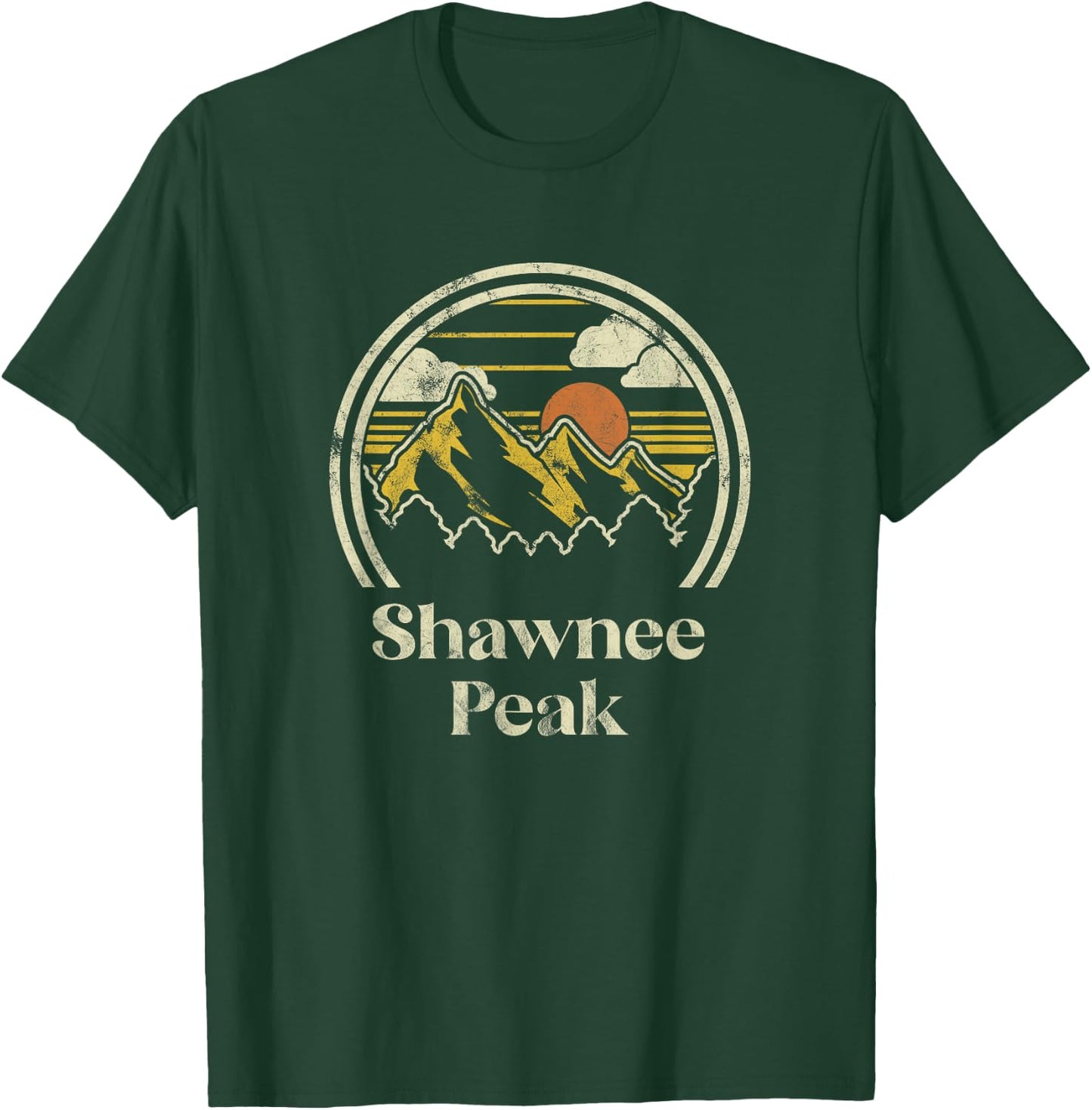 Shawnee Peak Mountains Maine Hiking Outdoors Retro T-Shirt - T-Shirt | Forest
