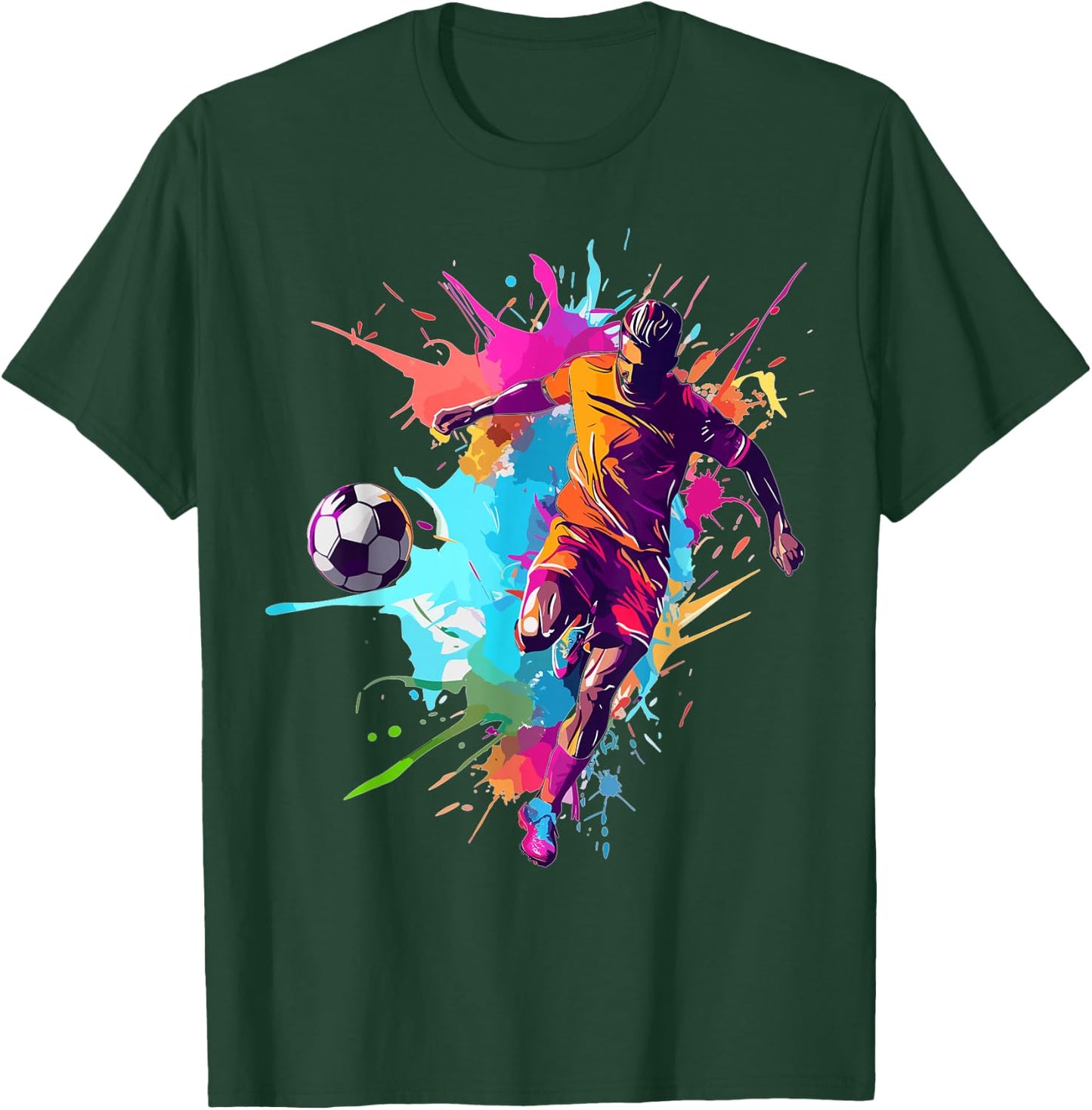 Soccer Player Paint Splash T-Shirt - T-Shirt | Forest
