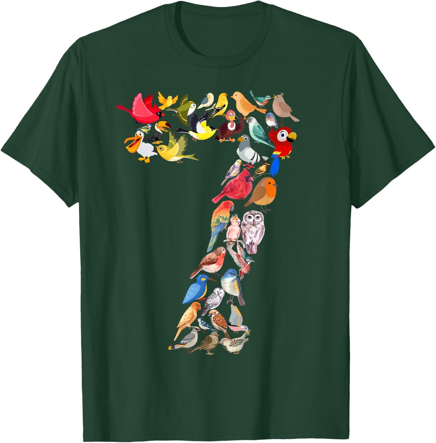 Kids 7th Birthday Birds Themed 7 Years Old Boys Bird Lover T-Shirt - T-Shirt | Forest