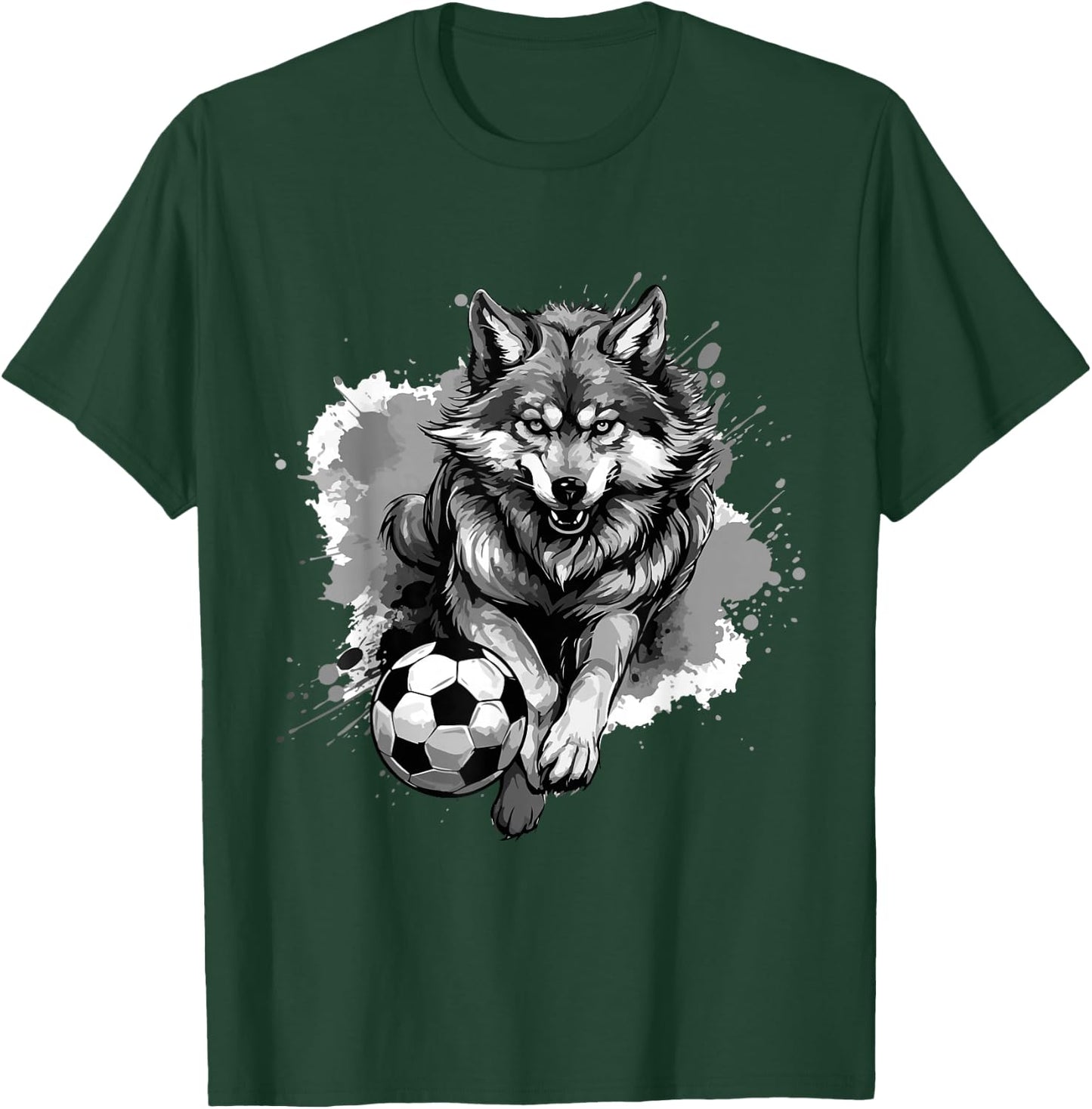 Wolf Playing Soccer | Animal Sports Team T-Shirt - T-Shirt | Forest