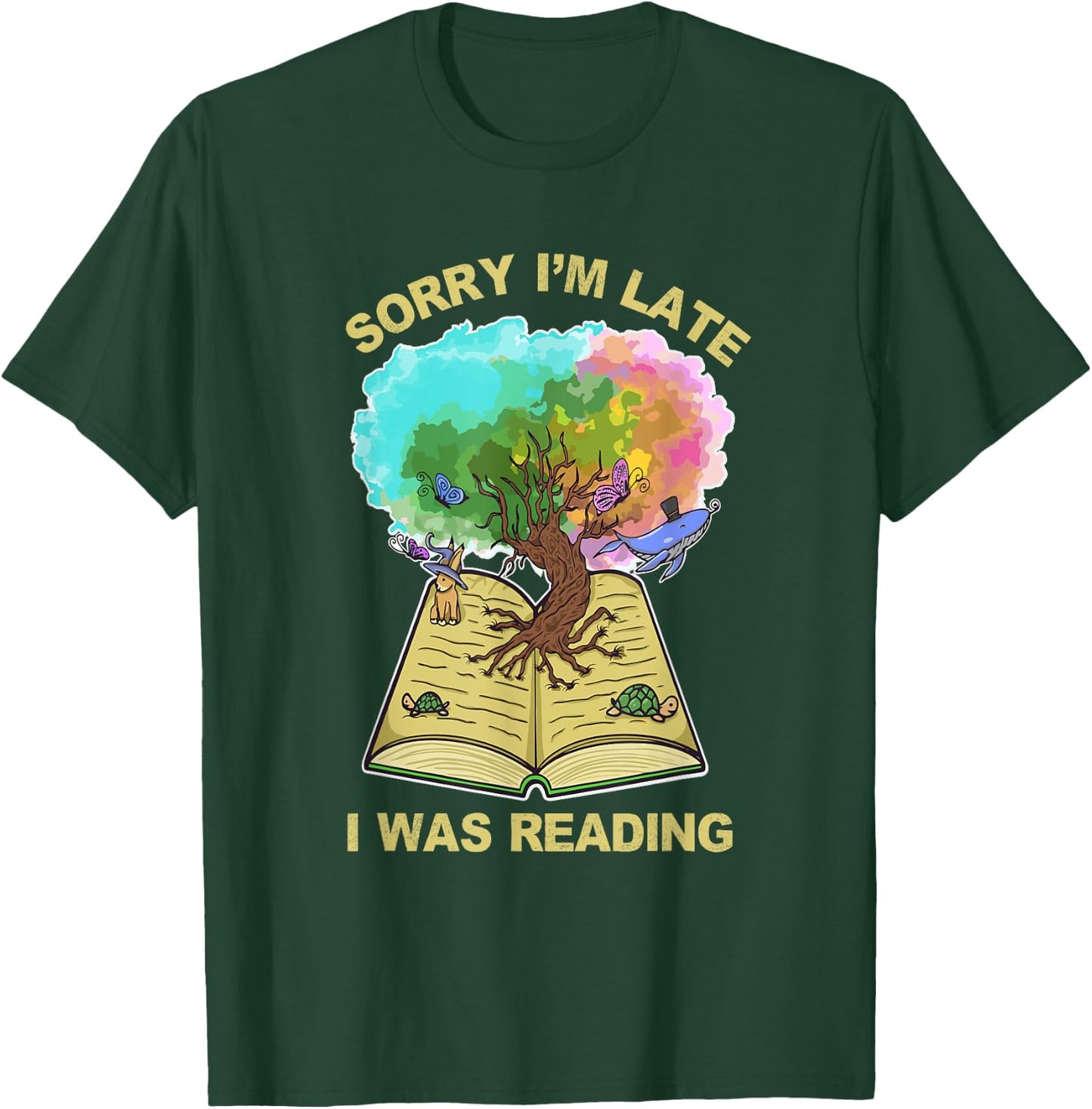 Sorry Im Late I Was Reading Tree Of Life Funny Introvert T-Shirt - T-Shirt | Forest