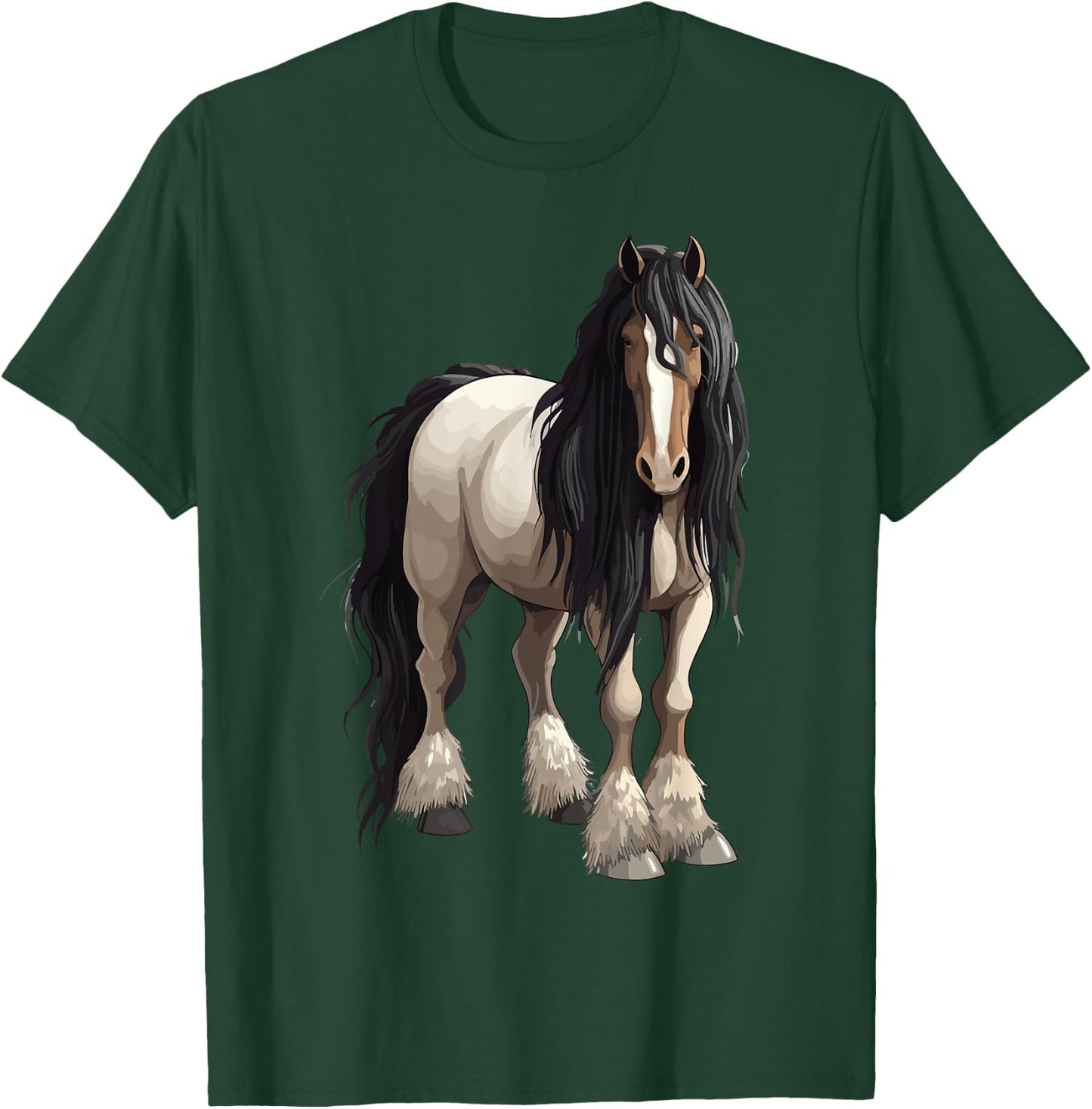 Black Gypsy Vanner Horse Lover Riding Equestrian T-Shirt - T-Shirt | Forest