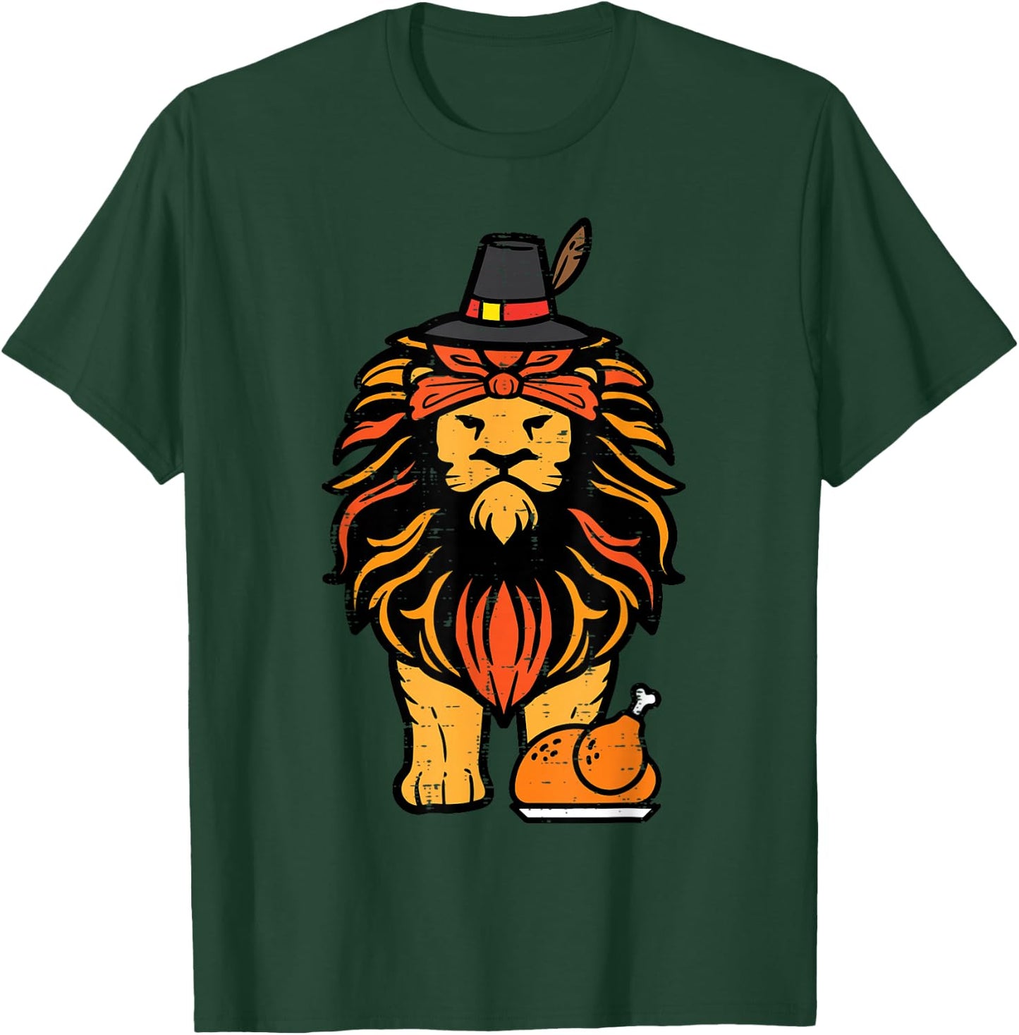 Thanksgiving Lion Turkey Day Fall Boys Kids Men Women Youth T-Shirt - T-Shirt | Forest