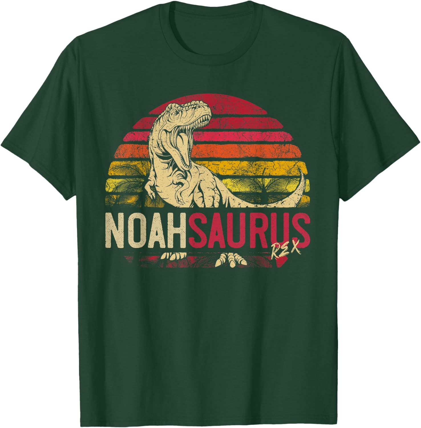 Noah Saurus Funny Personalized Dinosaur T Rex Name Boys Gift T-Shirt - T-Shirt | Forest