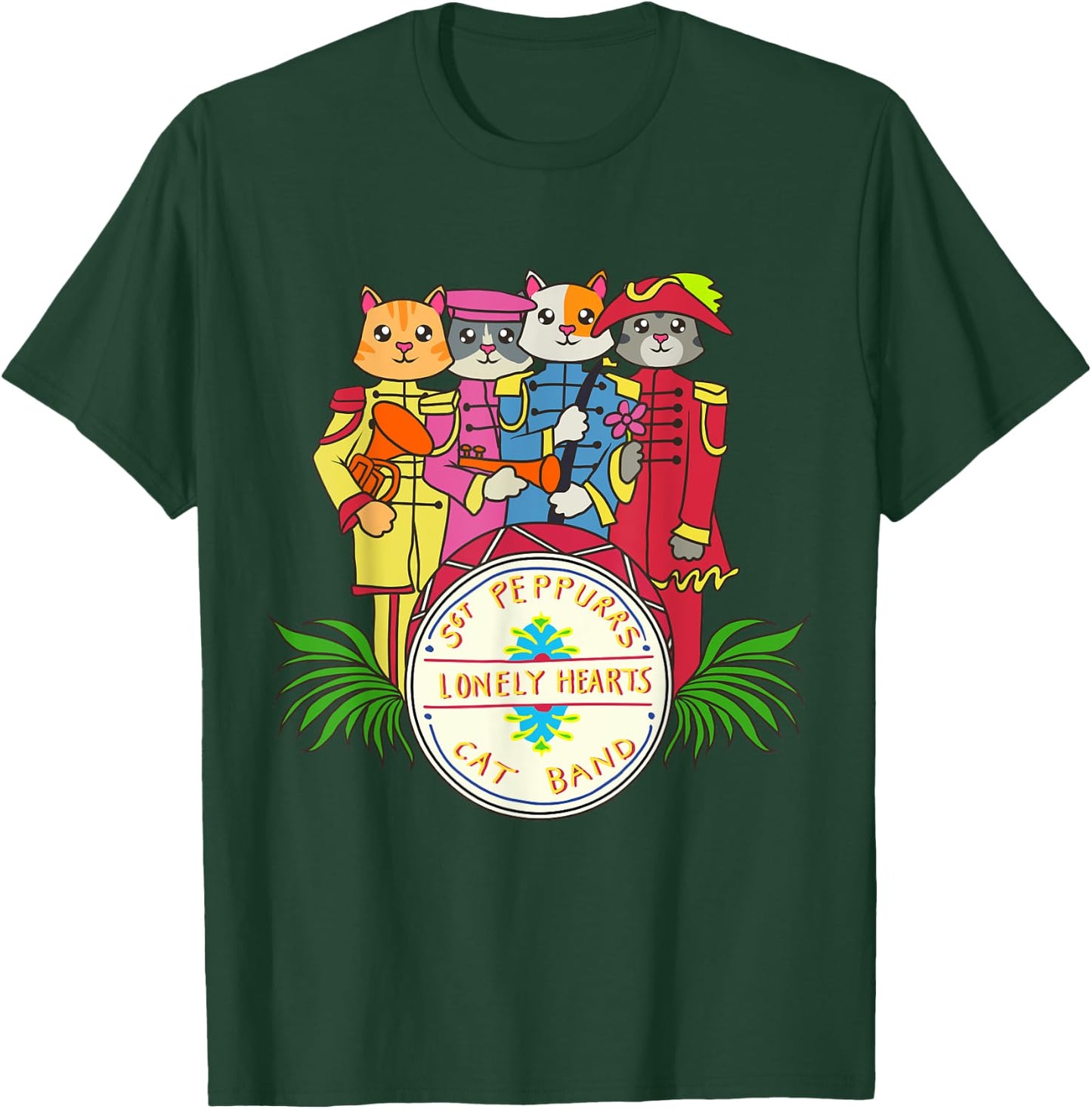 Classic Kitty Sgt. Peppurr's Lonely Hearts Funny Cat Band T-Shirt - T-Shirt | Forest
