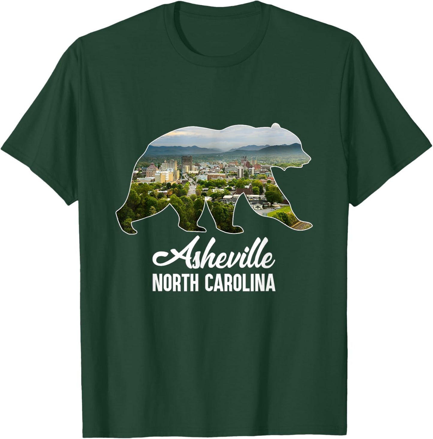Asheville City Skyline Inside Bear Silhouette North Carolina T-Shirt - T-Shirt | Forest