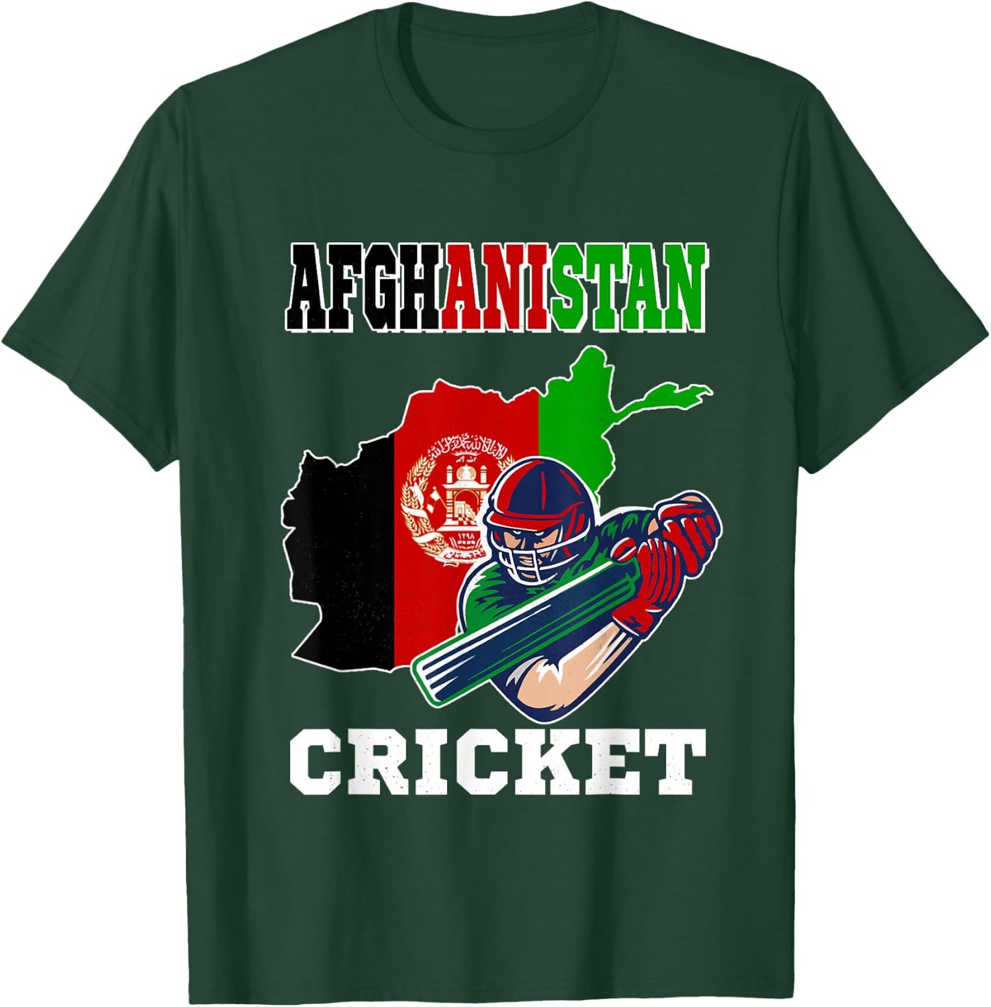 Afghanistan Cricket Player Flag Jersey Afghan Sports T-Shirt - T-Shirt | Forest