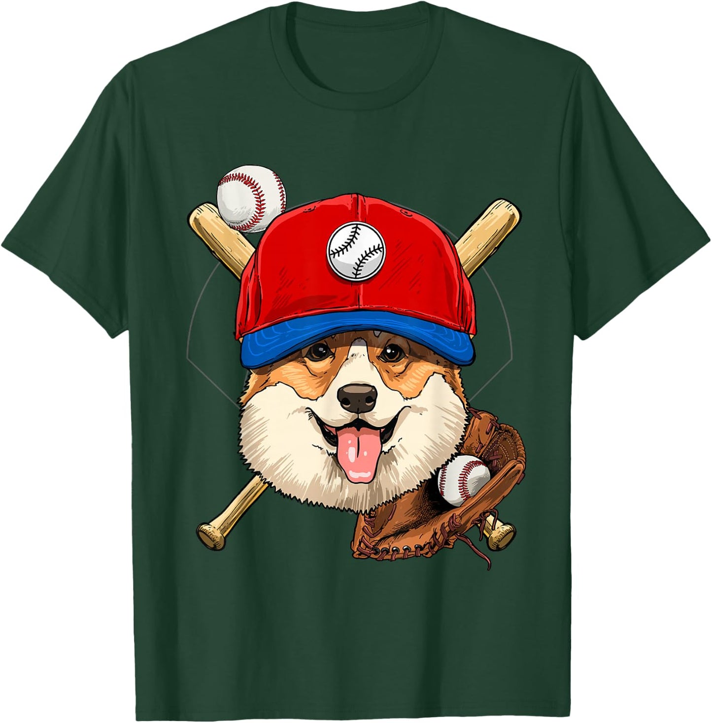 Corgi Baseball Dog Lovers Baseball Player T-Shirt - T-Shirt | Forest