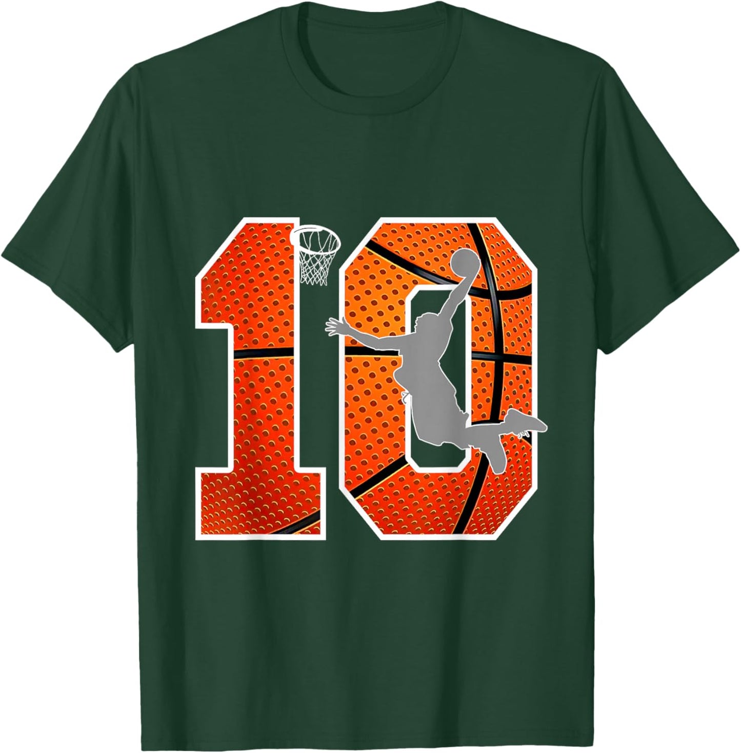 Kids 10 Years Old 10th Basketball Birthday Party Boys Girls T-Shirt - T-Shirt | Forest