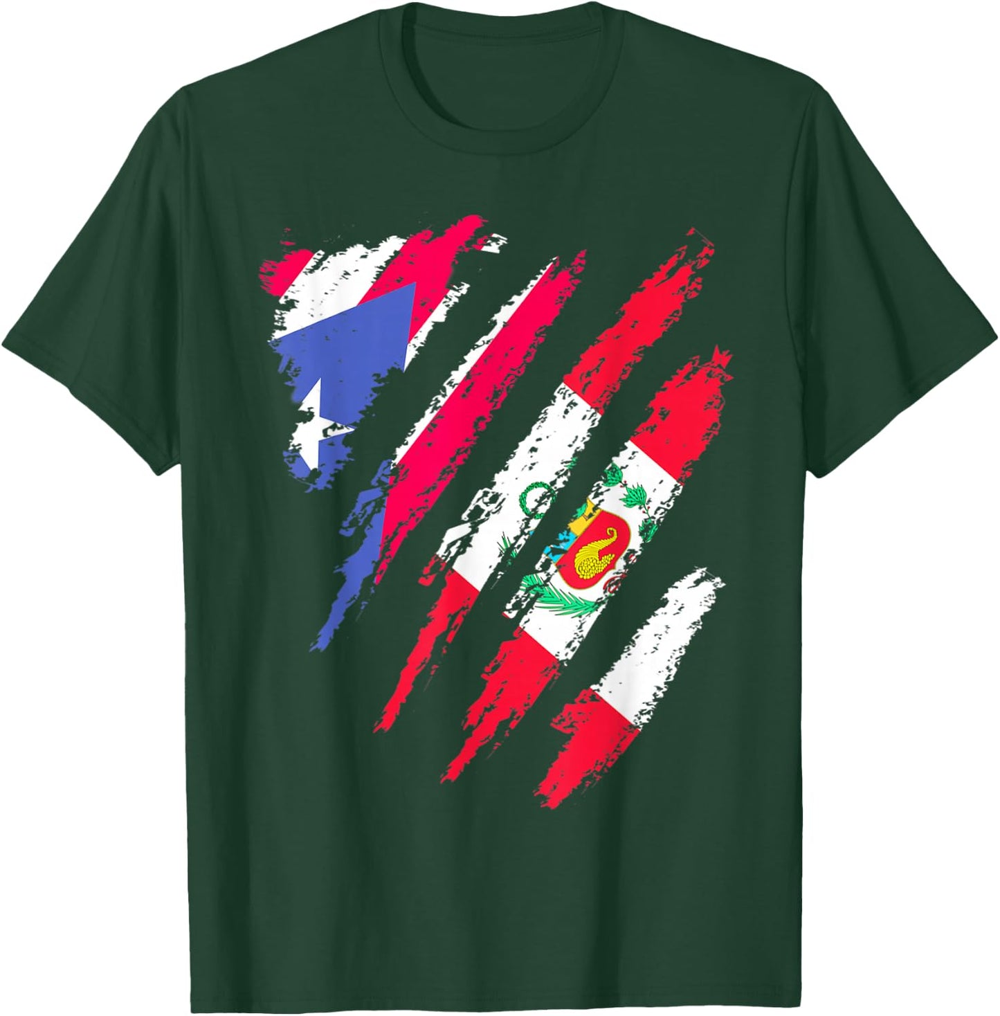 Puerto Rico Flag Peru Grown Patriot Country Stripes T-Shirt - T-Shirt | Forest