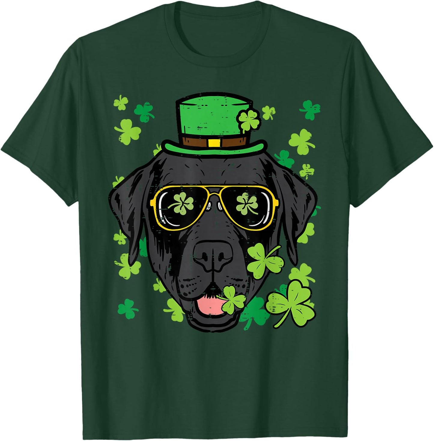 St Patricks Day Labrador Dog Saint Pattys Men Women Kids T-Shirt - T-Shirt | Forest