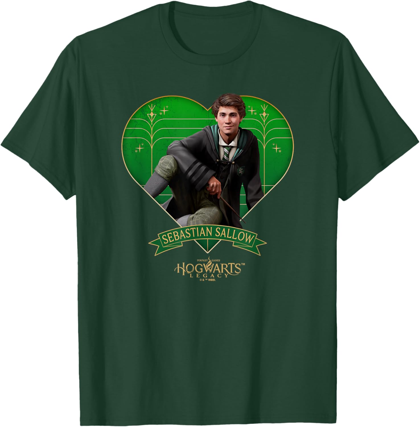 Harry Potter Hogwarts Legacy Sebastian Sallow Heart T-Shirt - T-Shirt | Forest