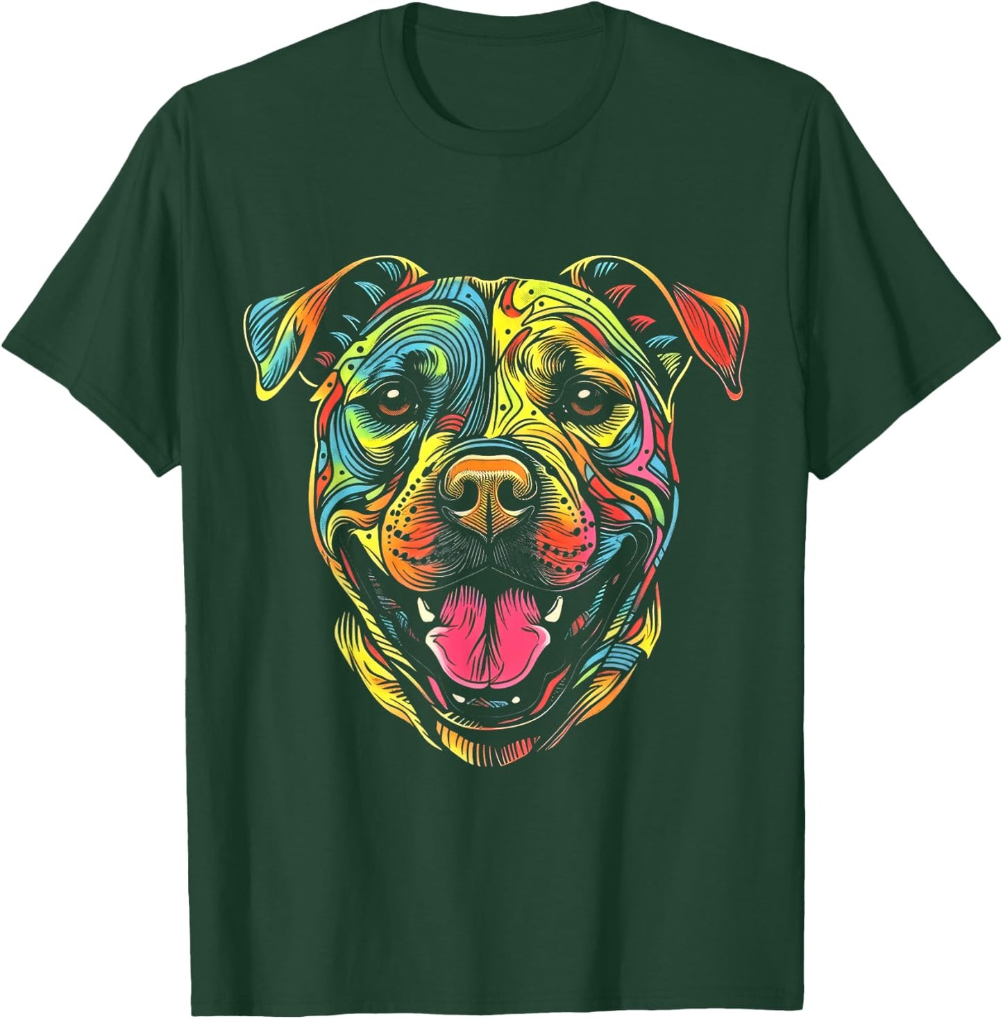 Pit Bull Mom Dog Lover Colorful Artistic Pitbull Owner Women T-Shirt - T-Shirt | Forest