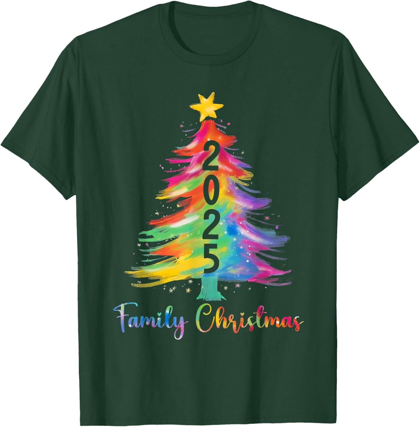 Family Christmas 2025 Color Xmas Tree Matching Family Xmas T-Shirt - T-Shirt | Forest