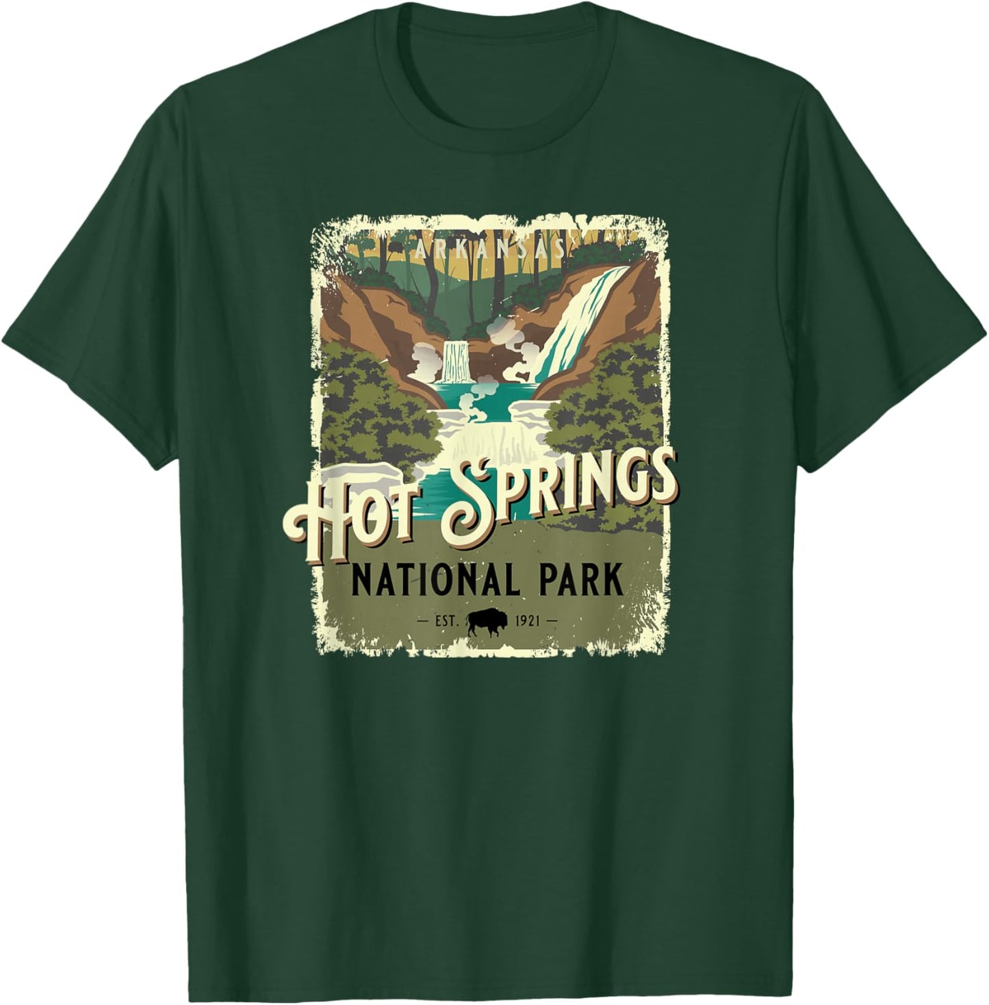 Hot Springs National Park Arkansas Vintage Travel Poster T-Shirt - T-Shirt | Forest