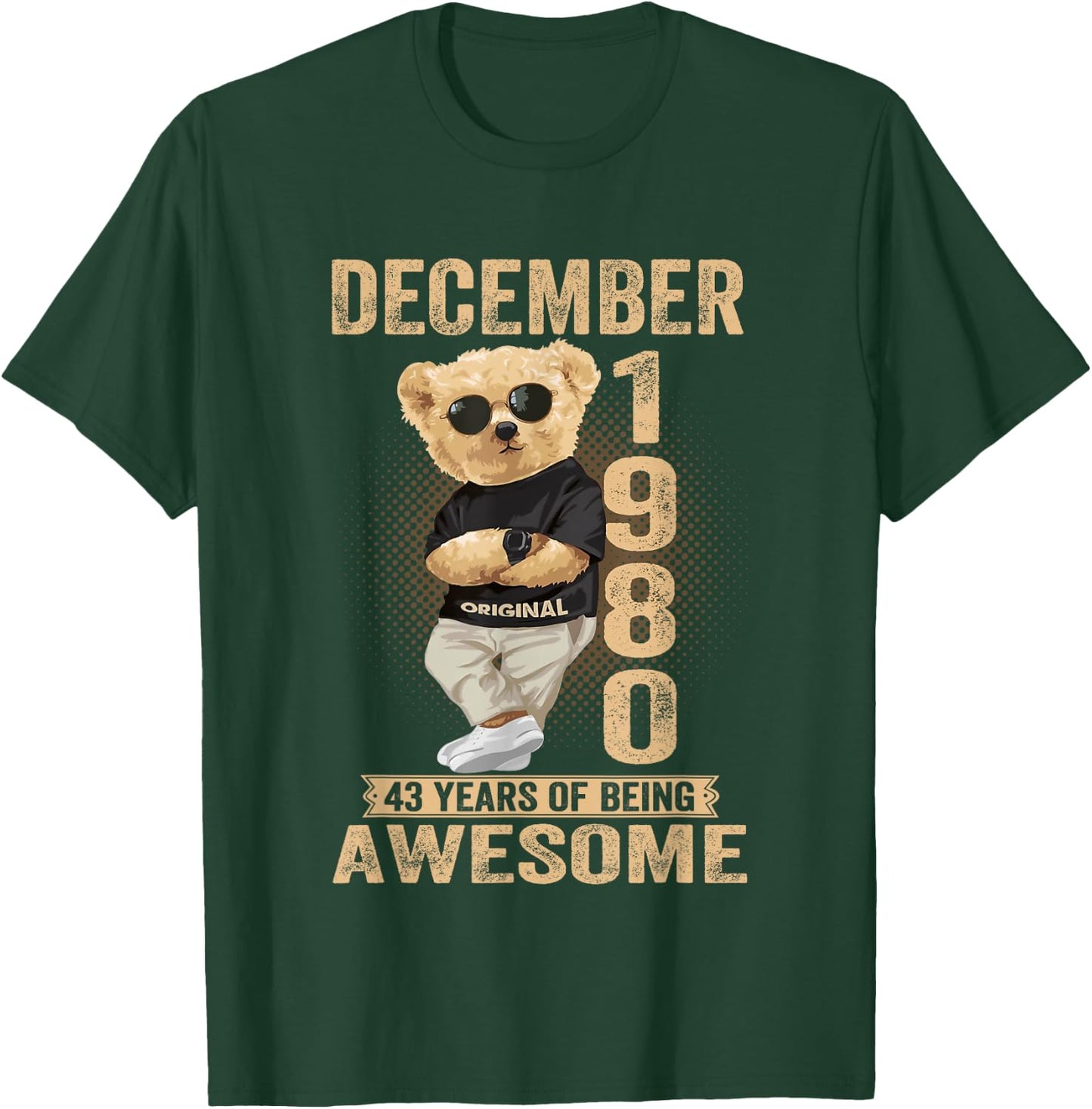 December 1980 43th Birthday 2023 43 Years Of Being Awesome T-Shirt - T-Shirt | Forest
