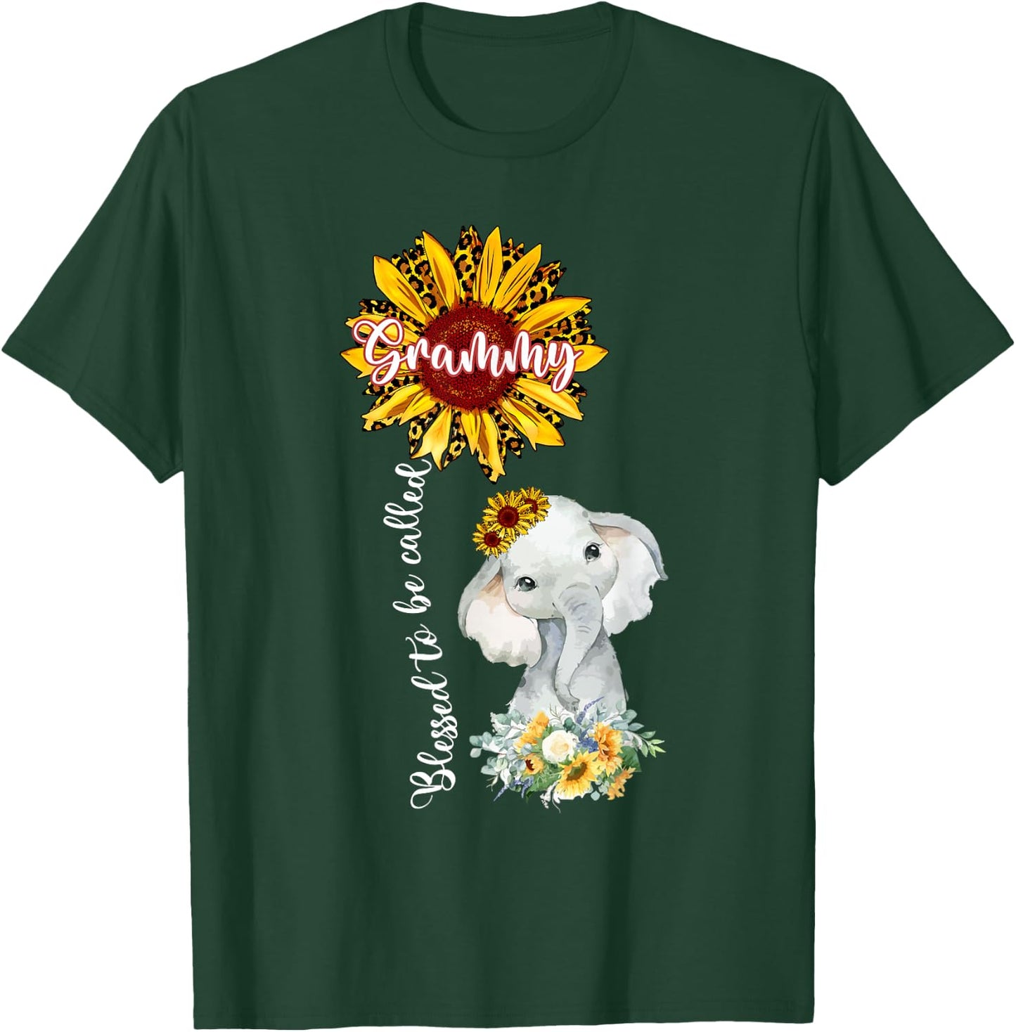 Blessed To Be Called Grammy Sunflower Elephant T-Shirt - T-Shirt | Forest