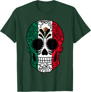Mexico Flag Gift Sugar Skull Mexican T-Shirt - T-Shirt | Forest