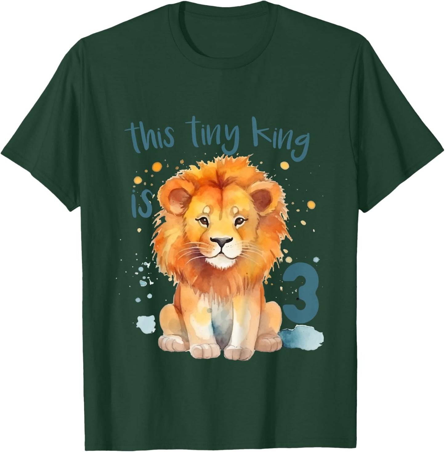 Kids This Tiny King is 3 Year Old Birthday Boy 3rd Birthday Lion T-Shirt - T-Shirt | Forest