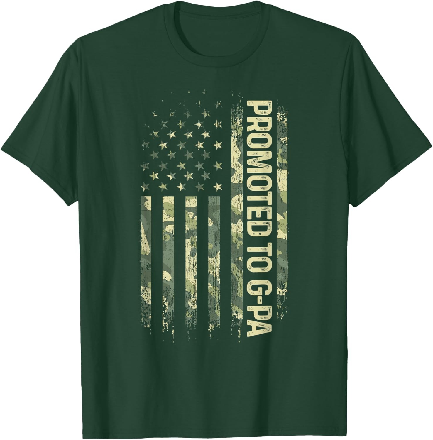 Promoted To G-Pa Camo American Flag Father's Day T-Shirt - T-Shirt | Forest