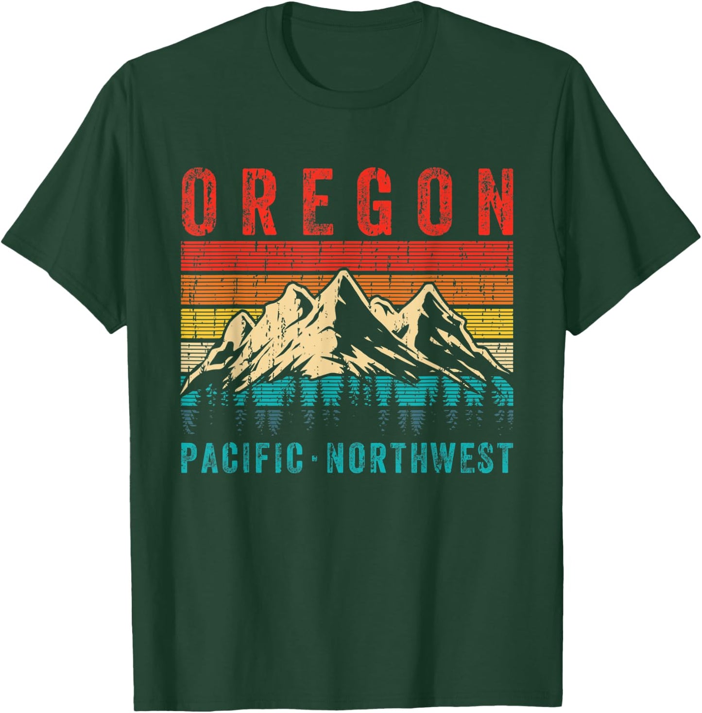 Oregon Pacific Northwest Vintage Retro Hiking Mountains Hike T-Shirt - T-Shirt | Forest