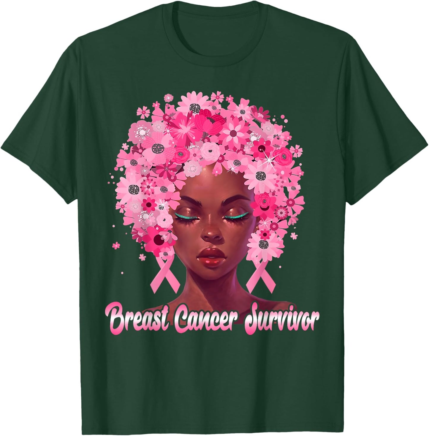 Strong Black Queen Survivor Breast Cancer Awareness Month T-Shirt - T-Shirt | Forest