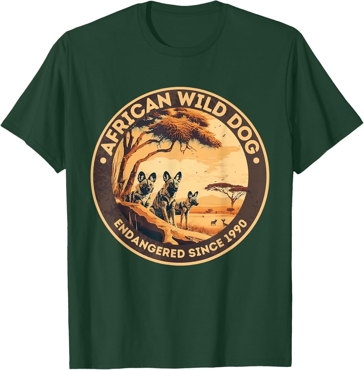 African Wild Dog Endangered Species Men Women T-Shirt - T-Shirt | Forest