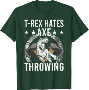 T-rex Hates Axe Throwing Hatchet Lumberjack T-Shirt - T-Shirt | Forest