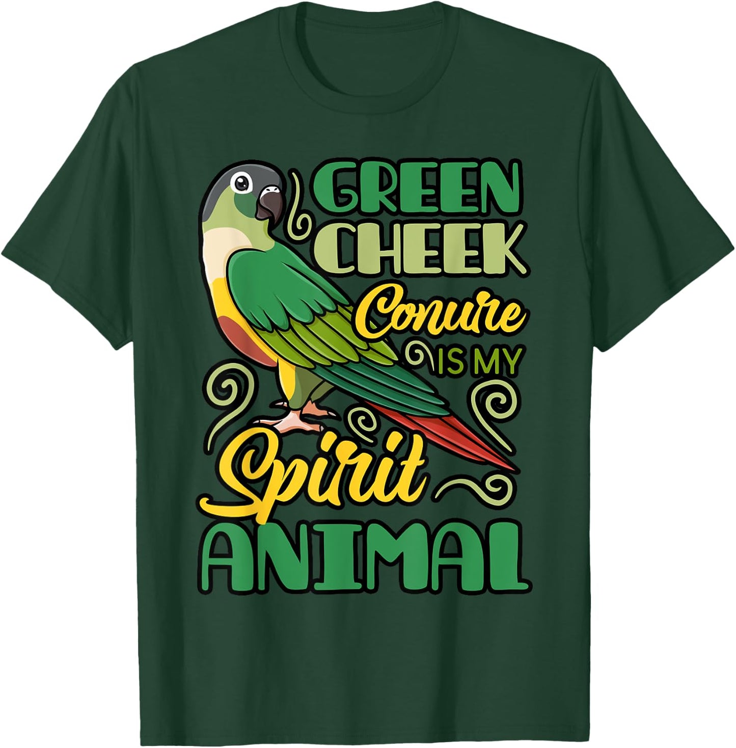 Green Cheek Conure Funny Animals Cute Birds T-Shirt - T-Shirt | Forest